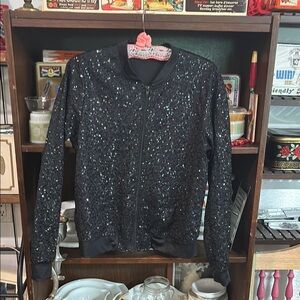 Balera Black Sparkly Bomber Jacket